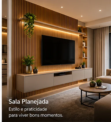 Sala com painel planejado